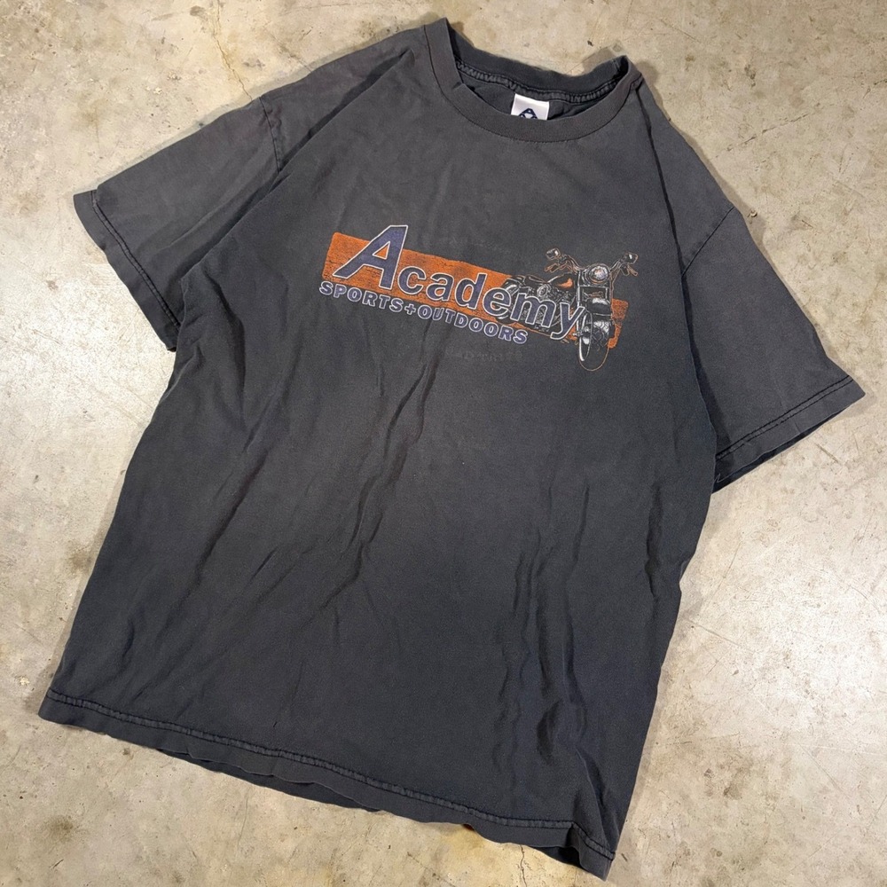 Academy Sports Outdoors Motorcycle Graphic T-Shirt Mens Large AAA Faded Black‎